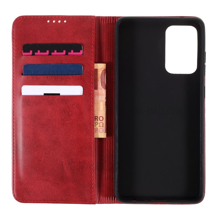 Auto-absorbed Wallet Stand Leather Case for Samsung Galaxy A72 5G/4G - Wine Red-6