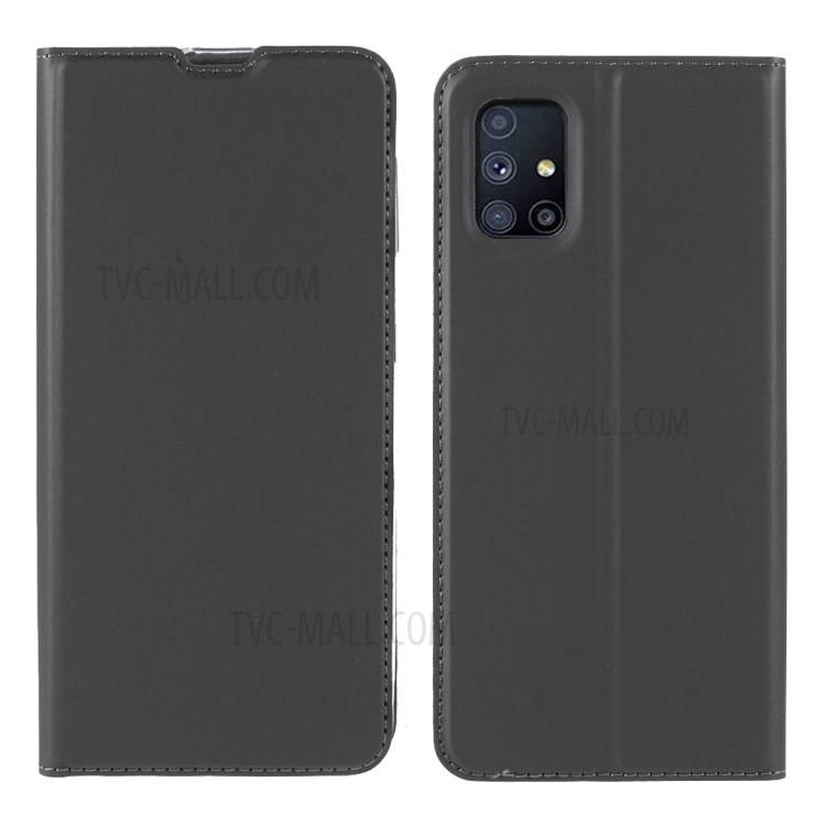 Auto-absorbed PU Leather Phone Case Stand for Samsung Galaxy M51 with Card Holder - Black-1