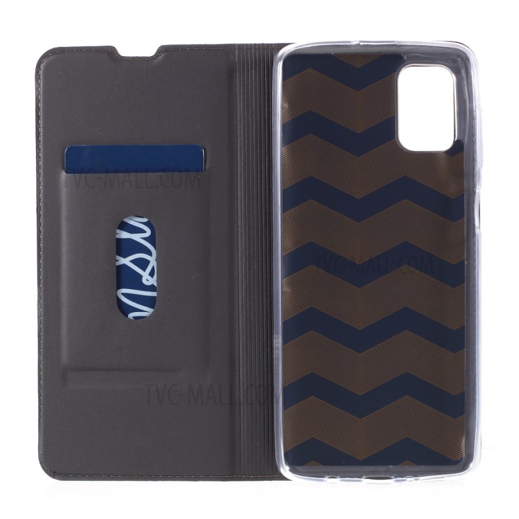 Auto-absorbed PU Leather Phone Case Stand for Samsung Galaxy M51 with Card Holder - Black-8
