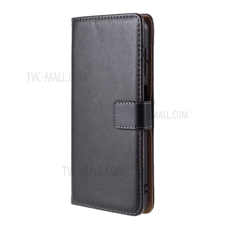 Split Leather Mobile Phone Case Cover Shell Wallet Stand for Samsung Galaxy A12 - Black-10