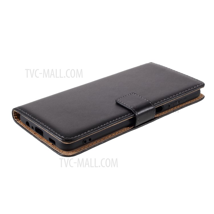 Split Leather Mobile Phone Case Cover Shell Wallet Stand for Samsung Galaxy A12 - Black-2