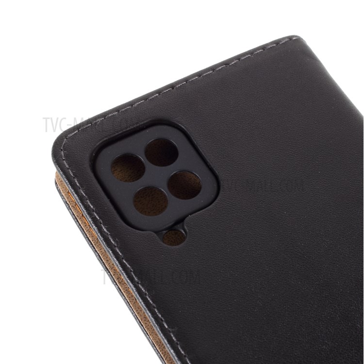 Split Leather Mobile Phone Case Cover Shell Wallet Stand for Samsung Galaxy A12 - Black-4