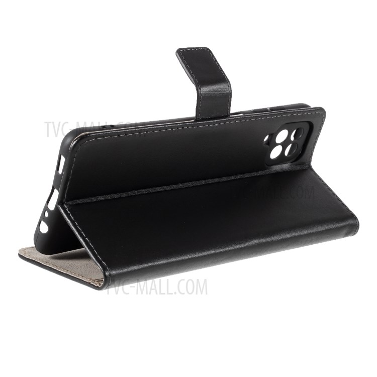 Split Leather Mobile Phone Case Cover Shell Wallet Stand for Samsung Galaxy A12 - Black-8