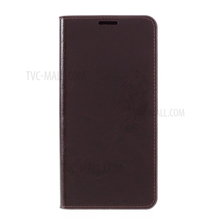 Crazy Horse Auto-absorbed Genuine Leather Wallet Stand Case Shell for Samsung Galaxy A12 - Coffee-9