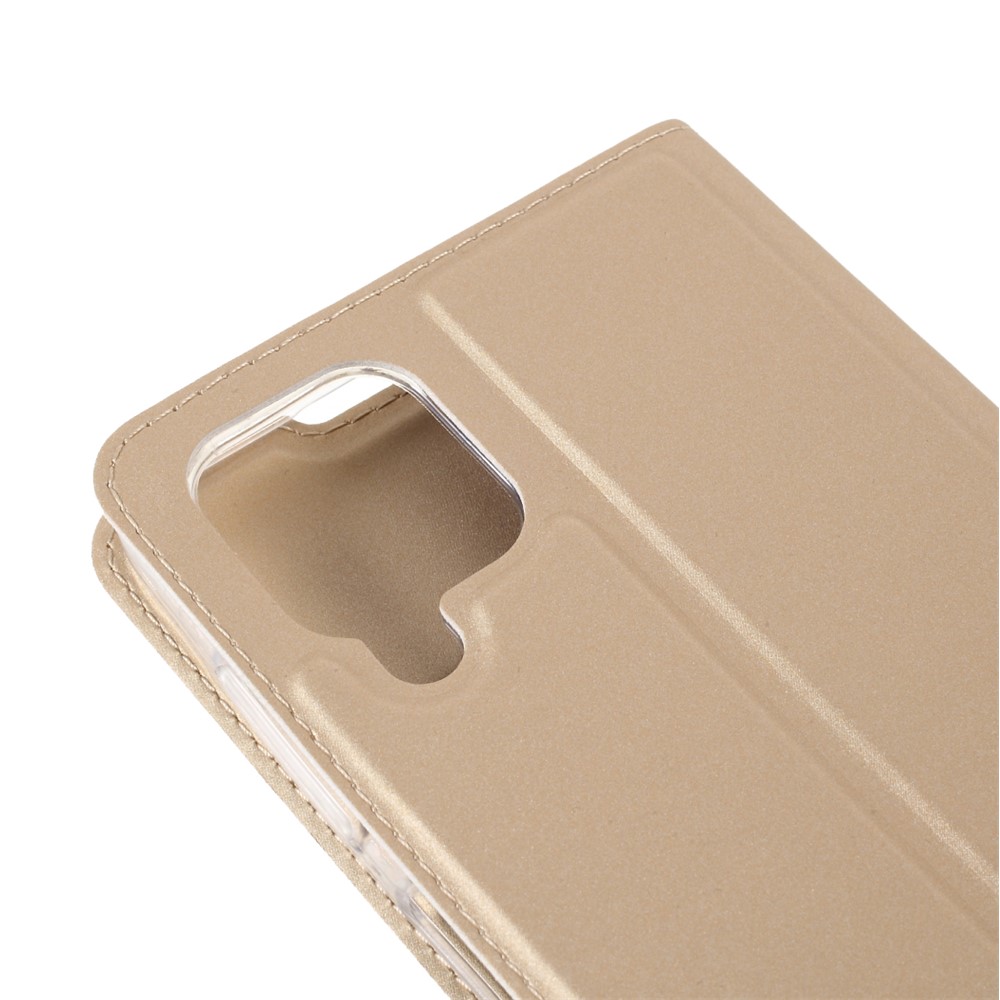 Auto-absorbed Leather Phone Protective Case Shell Stand with Card Slot for Samsung Galaxy A12 - Gold-4