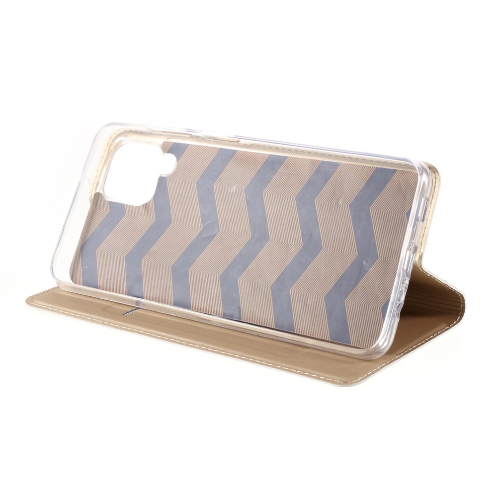 Auto-absorbed Leather Phone Protective Case Shell Stand with Card Slot for Samsung Galaxy A12 - Gold-6