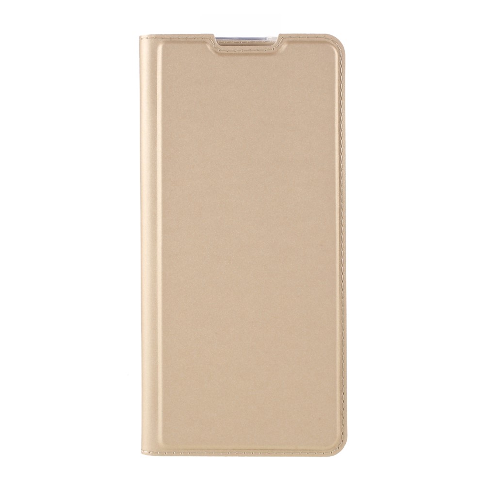Auto-absorbed Leather Phone Protective Case Shell Stand with Card Slot for Samsung Galaxy A12 - Gold-9