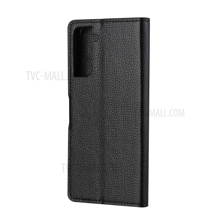 Litchi Texture Magnetic Leather Stand Case for Samsung Galaxy S21 FE - Black-3