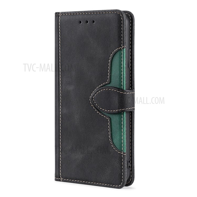 Stylish Contrast Color Soft TPU + PU Leather Phone Cover Case for Samsung Galaxy A02s (164.2x75.9x9.1mm) - Black-2