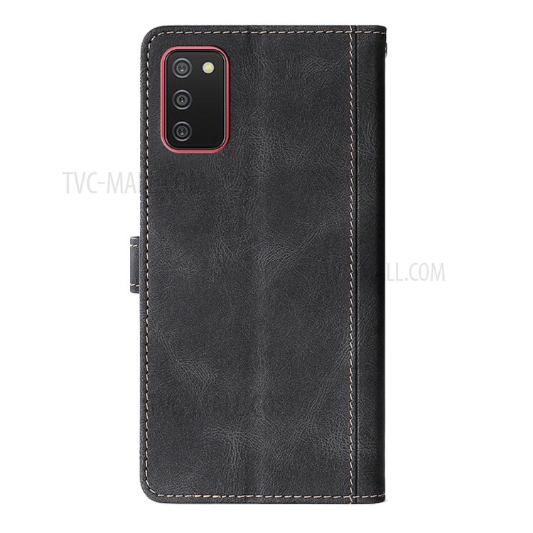 Stylish Contrast Color Soft TPU + PU Leather Phone Cover Case for Samsung Galaxy A02s (164.2x75.9x9.1mm) - Black-3