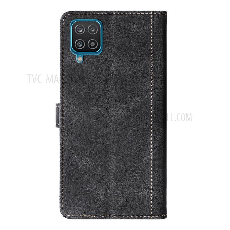 Stylish Contrast Color Leather + Soft TPU Phone Cover Case for Samsung Galaxy A12 - Black-3