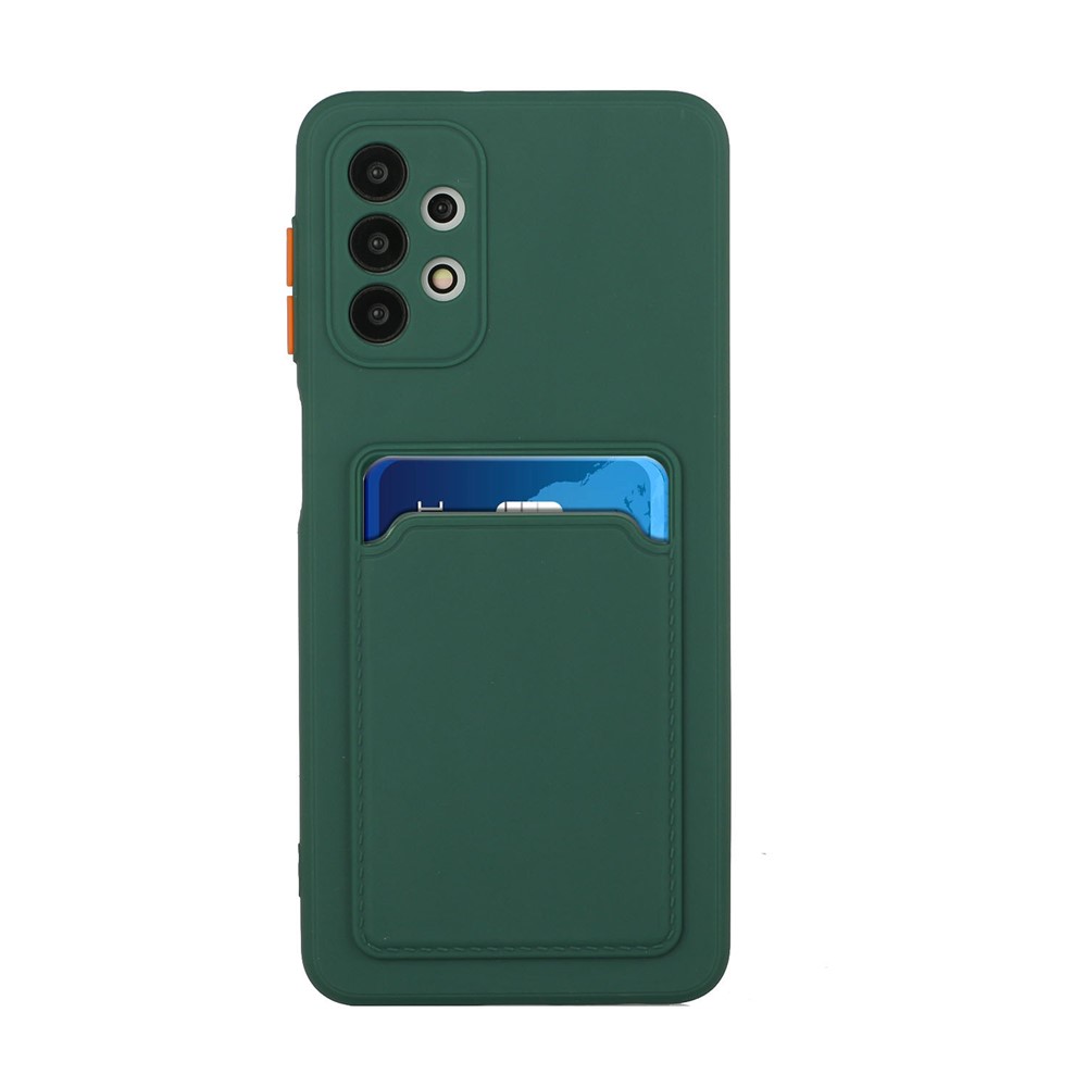 Well-Protected Flexible TPU Phone Case with Card Holder Cover for Samsung Galaxy A32 5G - Dark Green-2
