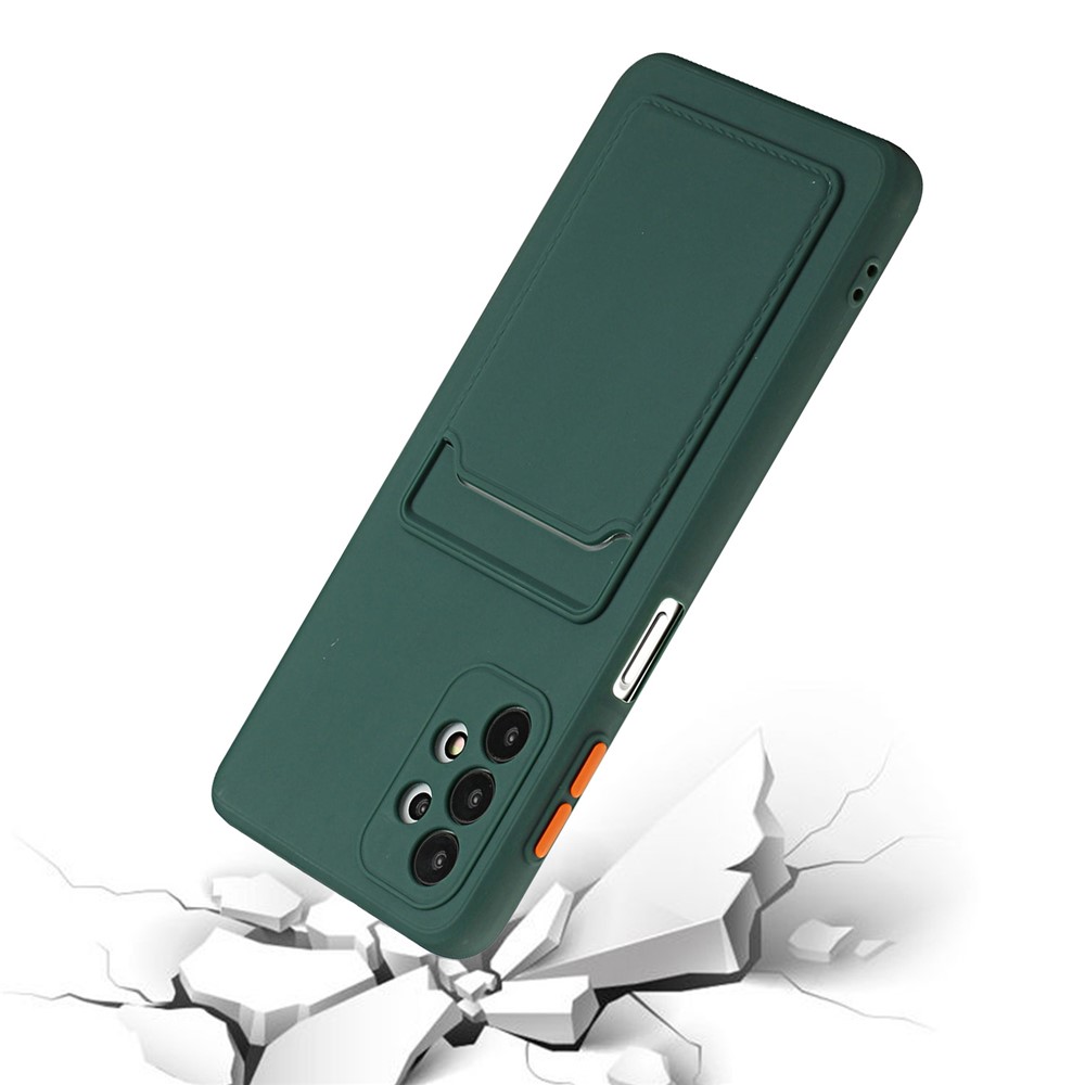 Well-Protected Flexible TPU Phone Case with Card Holder Cover for Samsung Galaxy A32 5G - Dark Green-3
