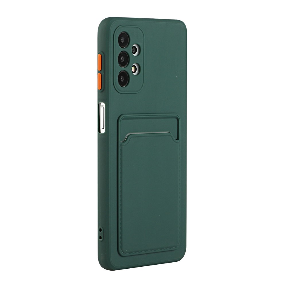 Well-Protected Flexible TPU Phone Case with Card Holder Cover for Samsung Galaxy A32 5G - Dark Green-4