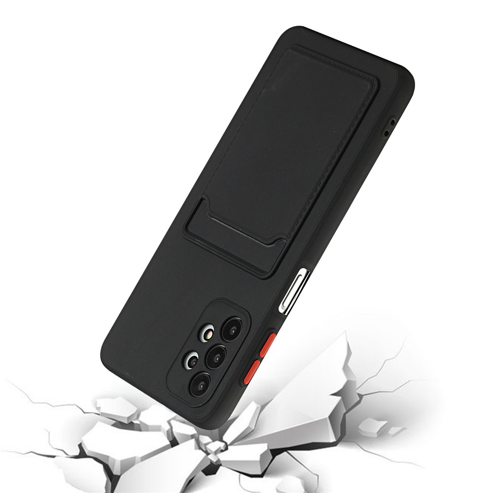 Well-Protected Soft TPU Phone Case with Card Holder Cover for Samsung Galaxy A52 4G/5G - Black-3