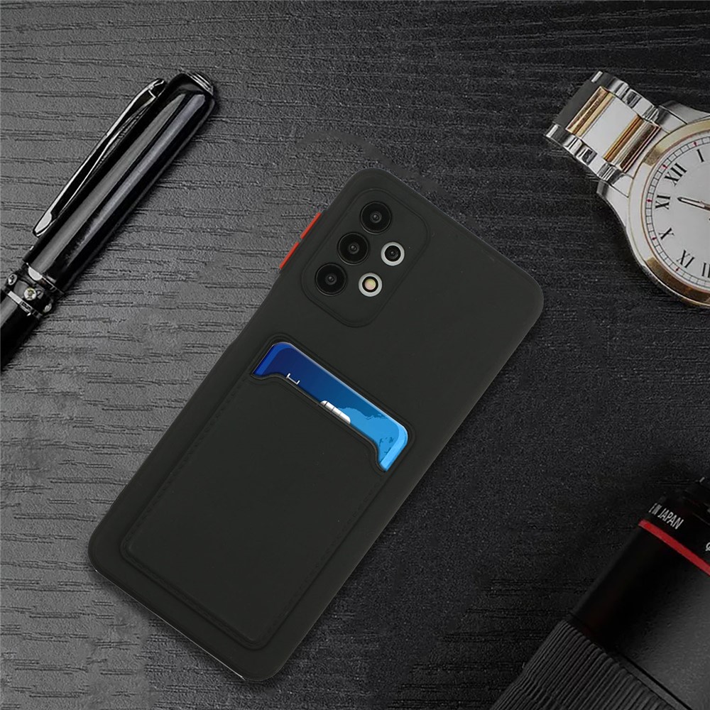 Well-Protected Soft TPU Phone Case with Card Holder Cover for Samsung Galaxy A52 4G/5G - Black-6