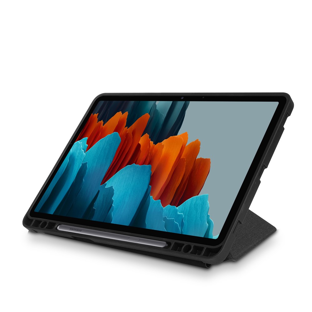 Origami Stand Strong Magnet Leather Smart Case with Pen Slot for Samsung Galaxy Tab S7 T870 T875 - Black-12
