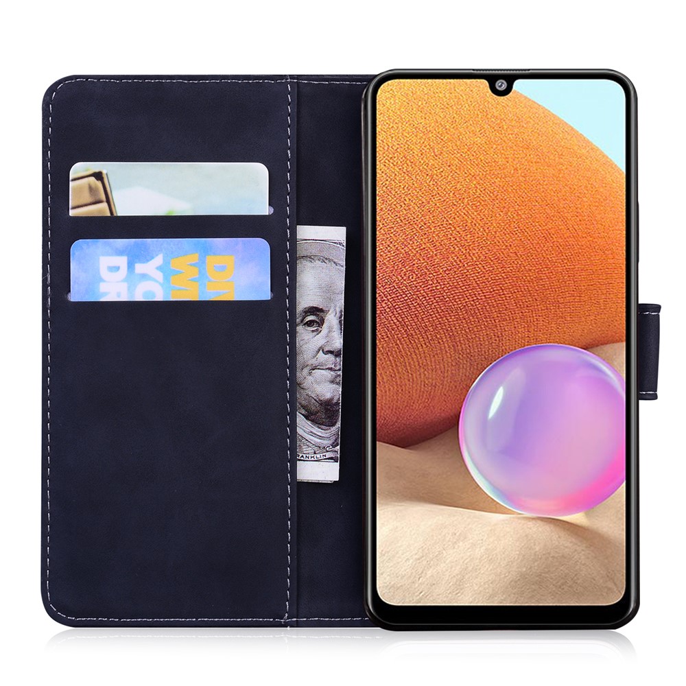 Imprinted Tiger Pattern Leather Wallet Cover Case with Stand for Samsung Galaxy A32 4G - Black-6