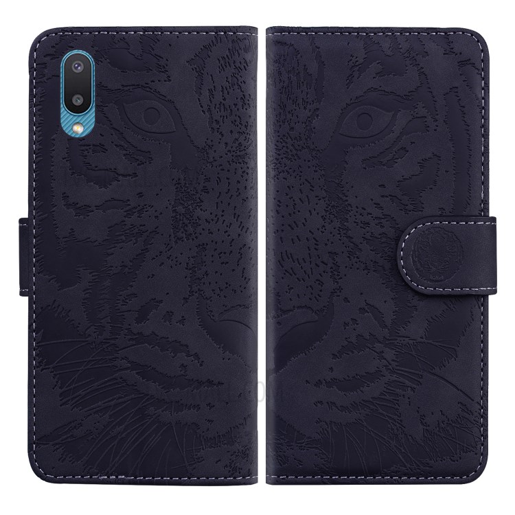 Wallet Design Imprinted Tiger Pattern Leather Stand Cover Case for Samsung Galaxy A02/M02 - Black-1
