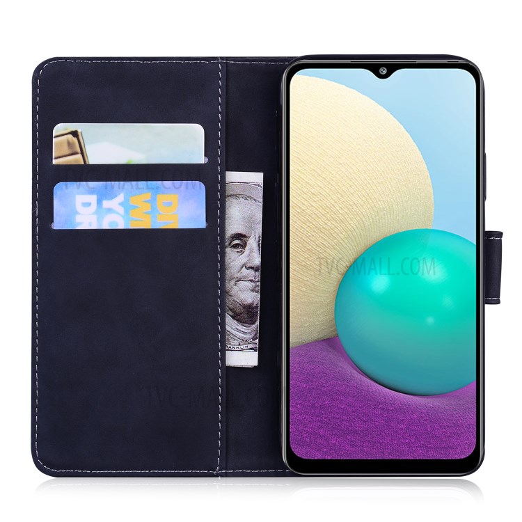 Wallet Design Imprinted Tiger Pattern Leather Stand Cover Case for Samsung Galaxy A02/M02 - Black-6