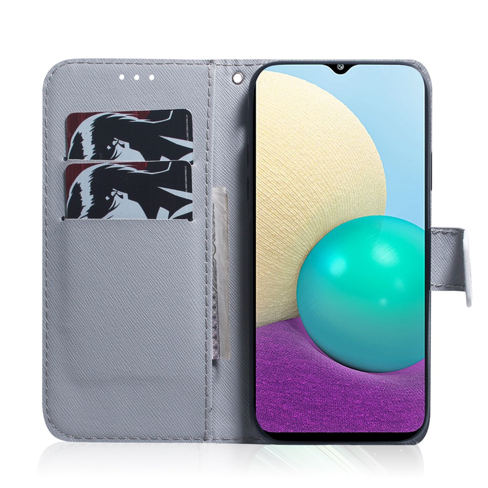 Pattern Printing Wallet Design Leather Protective Shell Case for Samsung Galaxy A02s (166.5x75.9x9.2mm) - Wolf-8