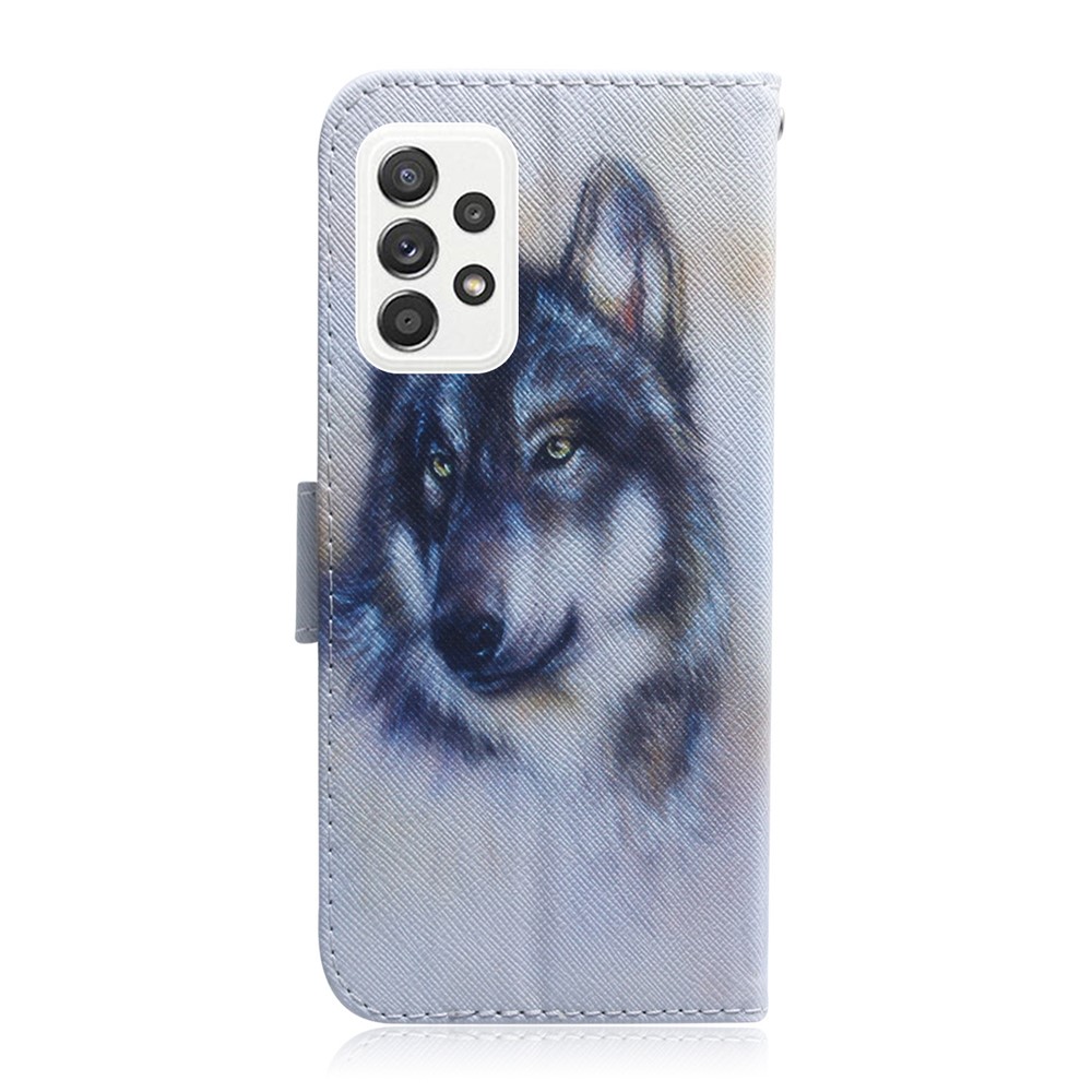 Wallet Stand Design Pattern Printing Leather Protective Shell Case for Samsung Galaxy A72 4G/5G - Wolf-3