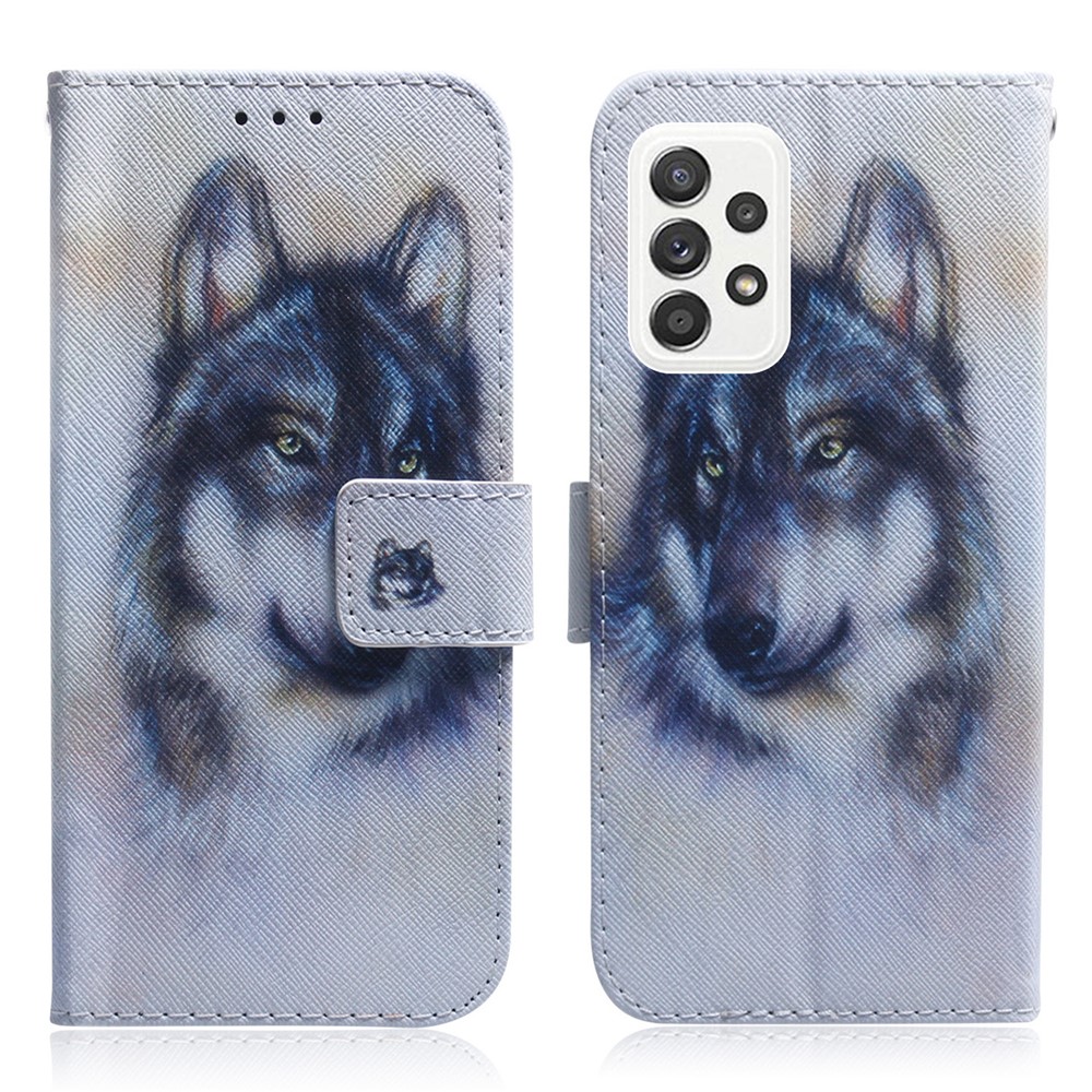 Pattern Printing Wallet Design Leather Protective Shell Case for Samsung Galaxy A52 4G/5G - Wolf-1