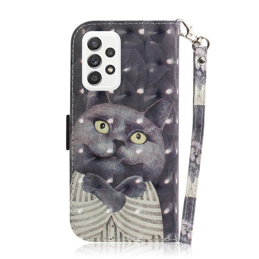 3D Pattern Printing PU Leather Wallet Stand Full-Protection Phone Shell Case for Samsung Galaxy A72 4G/5G - Cat-2