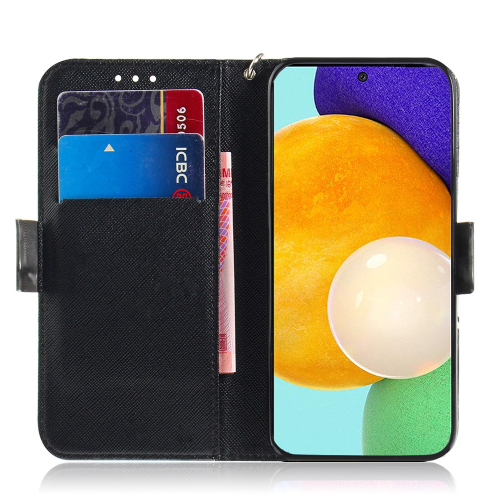 3D Pattern Printing PU Leather Wallet Stand Full-Protection Phone Shell Case for Samsung Galaxy A72 4G/5G - Cat-4