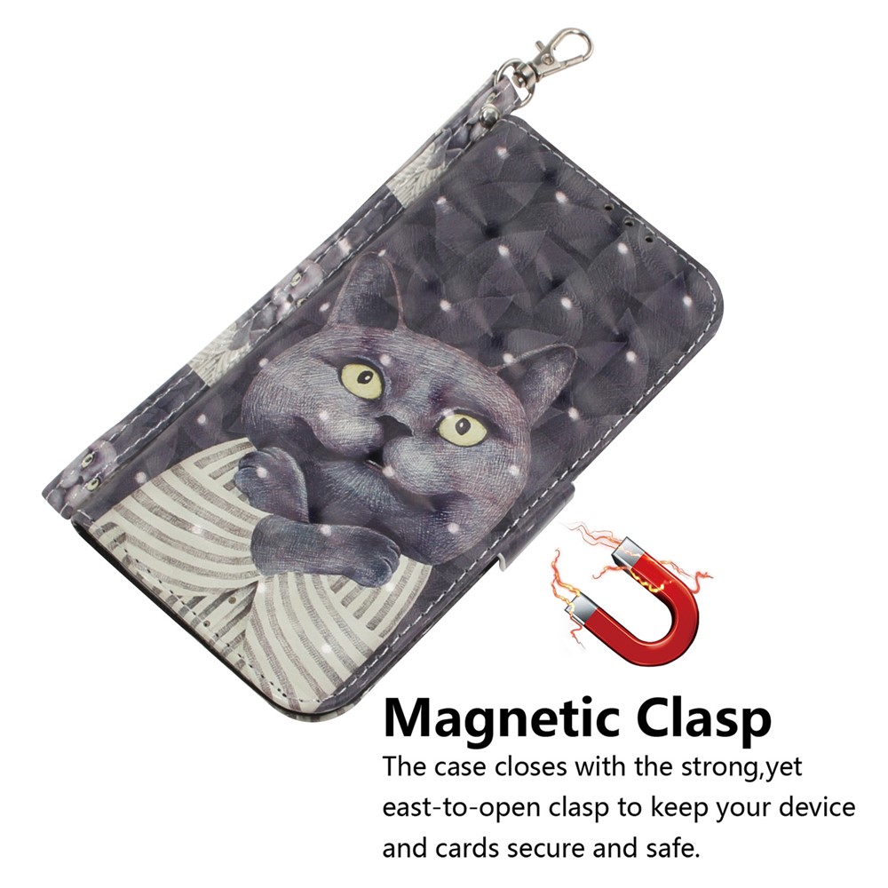 3D Pattern Printing PU Leather Wallet Stand Full-Protection Phone Shell Case for Samsung Galaxy A72 4G/5G - Cat-5