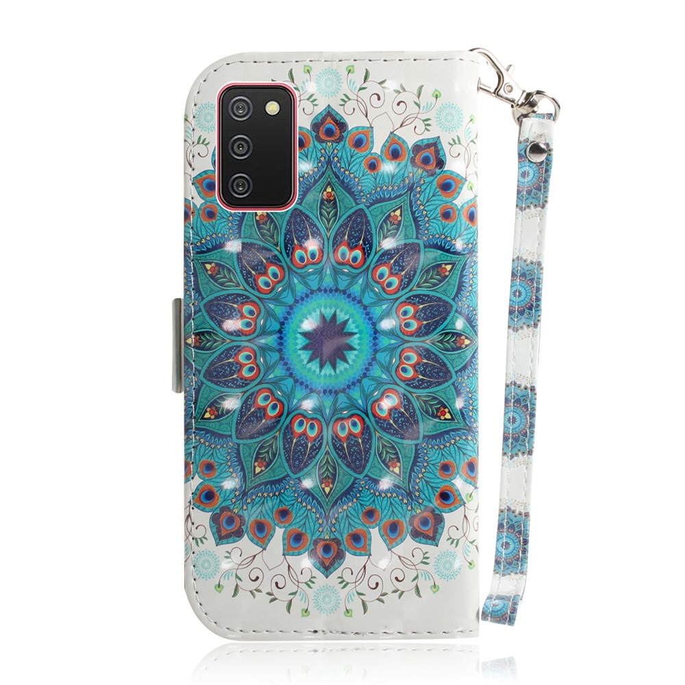 3D Pattern Printing PU Leather Wallet Stand Phone Shell Case for Samsung Galaxy A02s (164.2x75.9x9.1mm) - Mandala-2