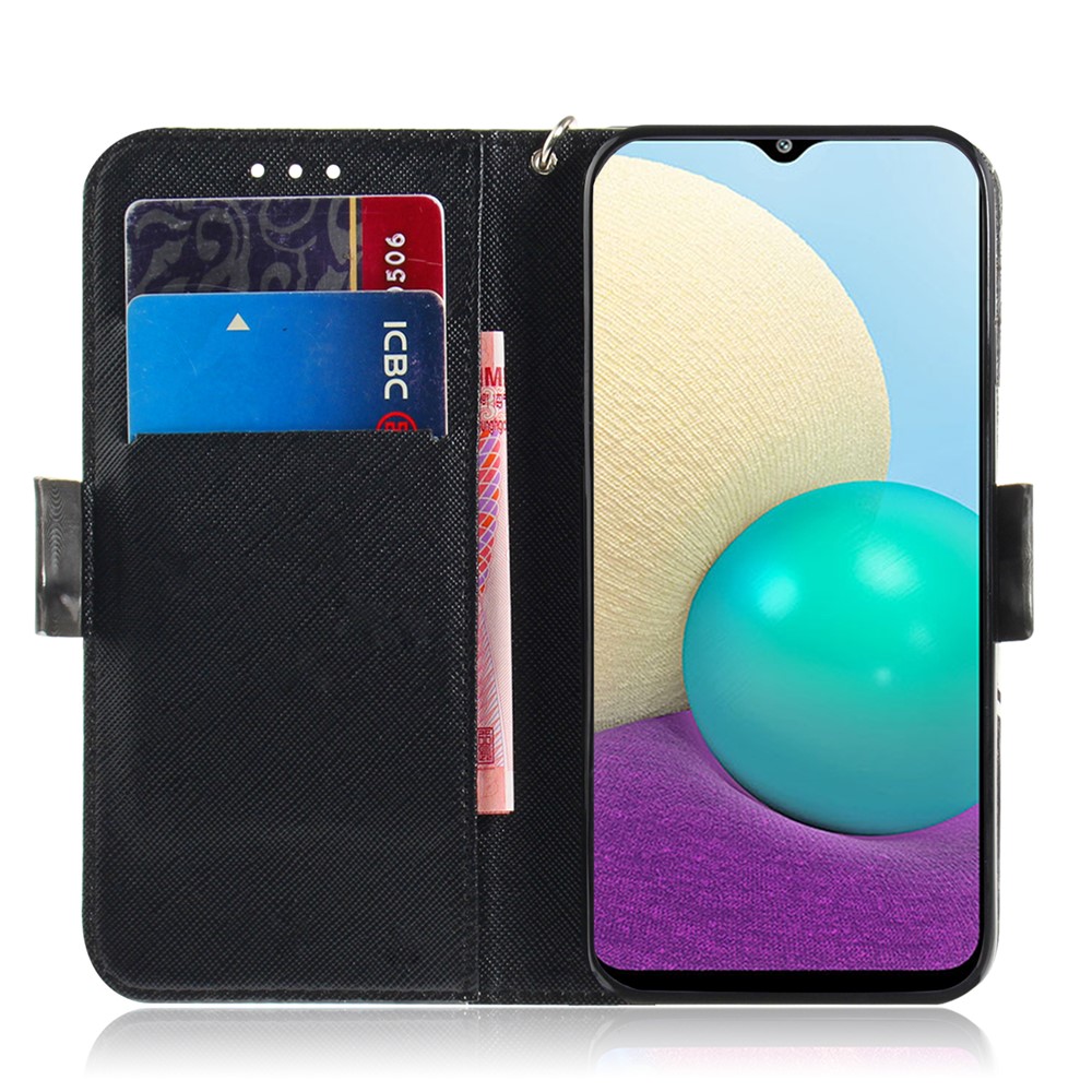 3D Pattern Printing PU Leather Wallet Stand Phone Shell Case for Samsung Galaxy A02s (164.2x75.9x9.1mm) - Mandala-4