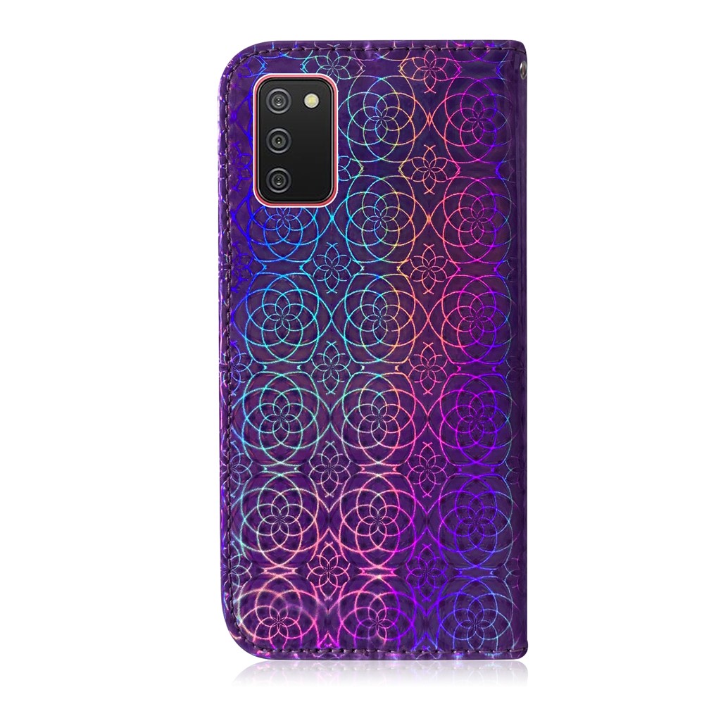 Flower Pattern Leather Stand Wallet Cover Case for Samsung Galaxy A02s (166.5x75.9x9.2mm) - Purple-2