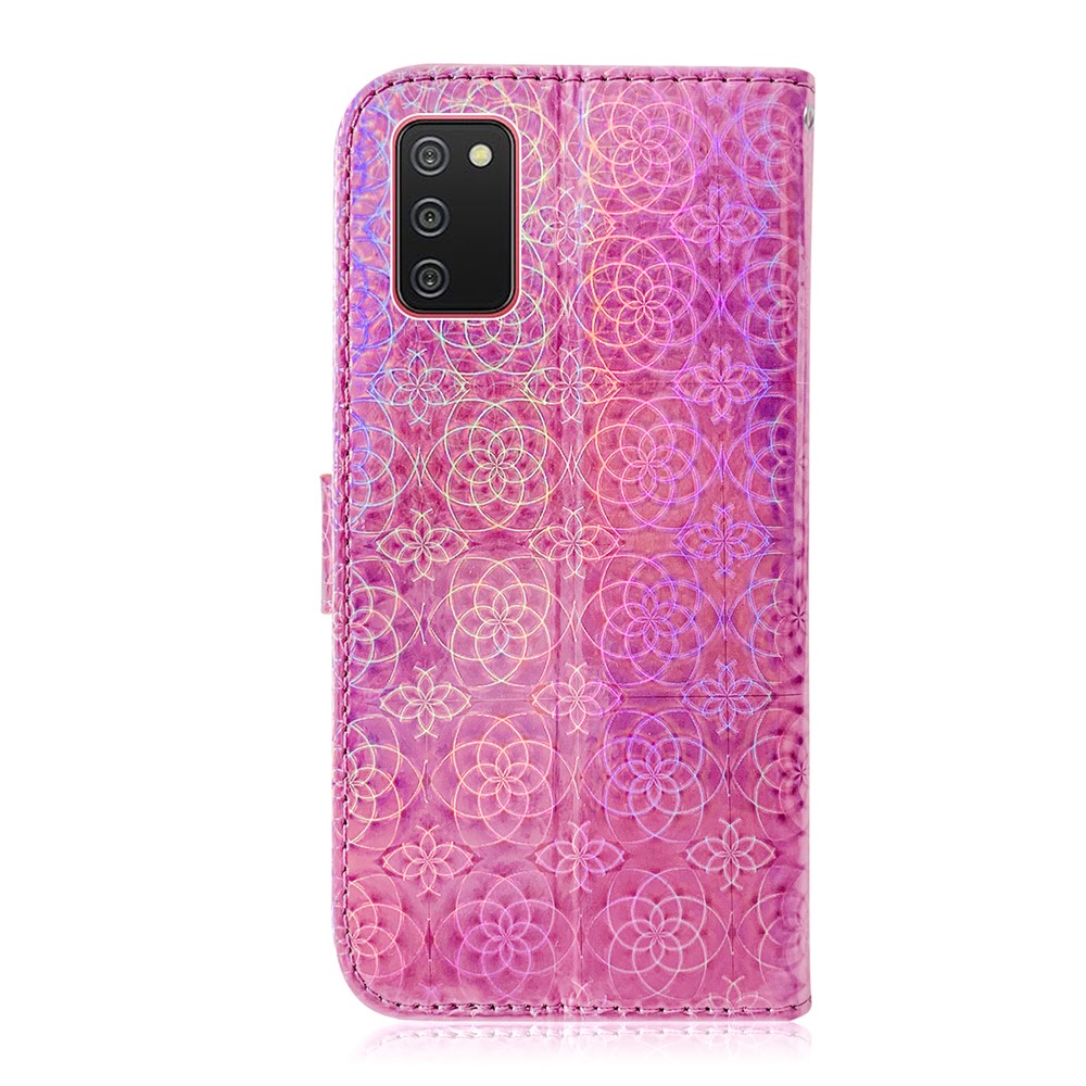 Flower Pattern Leather Stand Wallet Cover Case for Samsung Galaxy A02s (166.5x75.9x9.2mm) - Pink-2