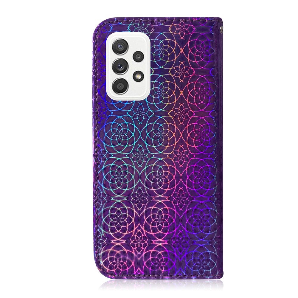 Flower Pattern Leather Stand Wallet Cover Case for Samsung Galaxy A52 5G / 4G - Purple-2