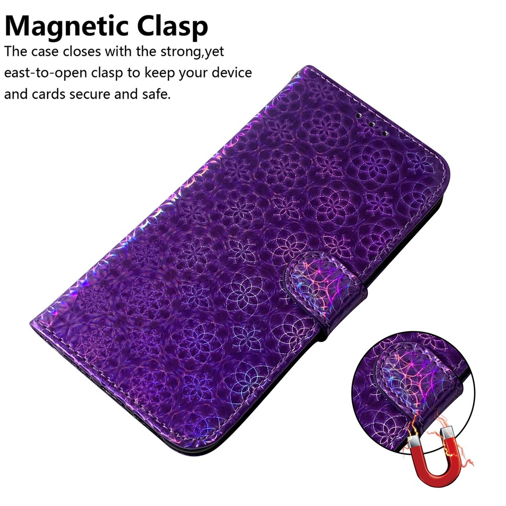 Flower Pattern Leather Stand Wallet Cover Case for Samsung Galaxy A52 5G / 4G - Purple-6