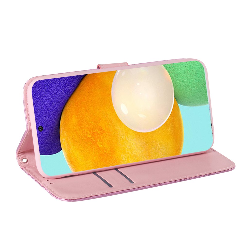 Flower Pattern Leather Stand Wallet Cover Case for Samsung Galaxy A52 5G / 4G - Pink-3