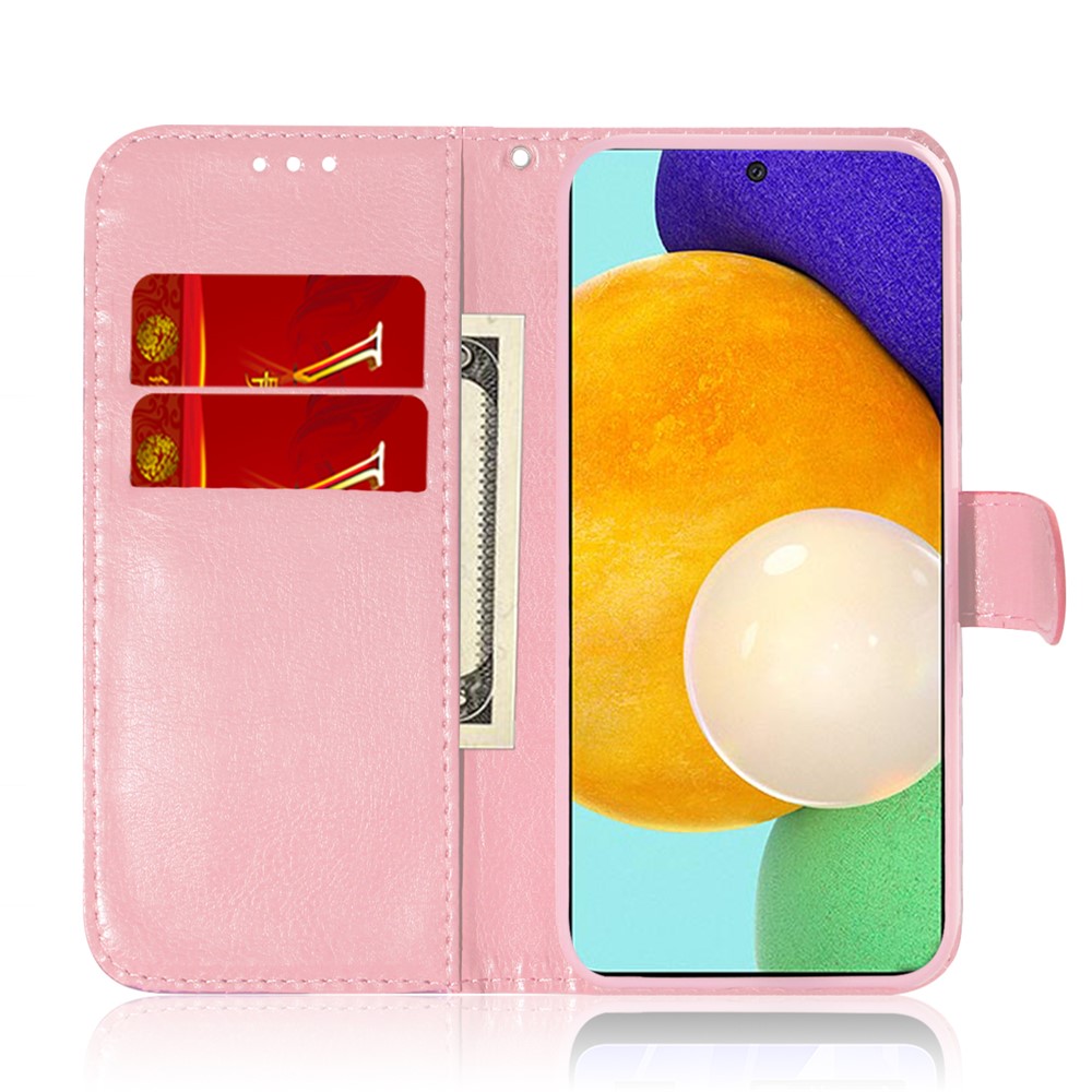 Flower Pattern Leather Stand Wallet Cover Case for Samsung Galaxy A52 5G / 4G - Pink-4