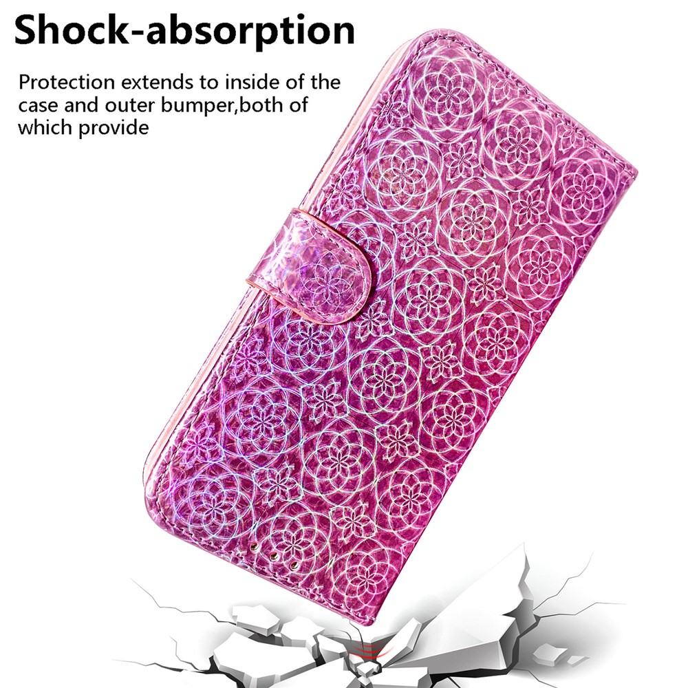Flower Pattern Leather Stand Wallet Cover Case for Samsung Galaxy A52 5G / 4G - Pink-7