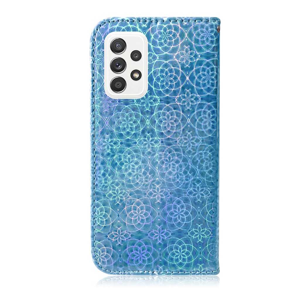 Flower Pattern Leather Stand Wallet Cover Case for Samsung Galaxy A72 5G / 4G - Blue-2