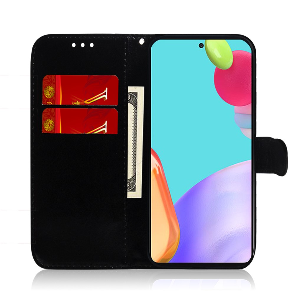Flower Pattern Leather Stand Wallet Cover Case for Samsung Galaxy A72 5G / 4G - Blue-4