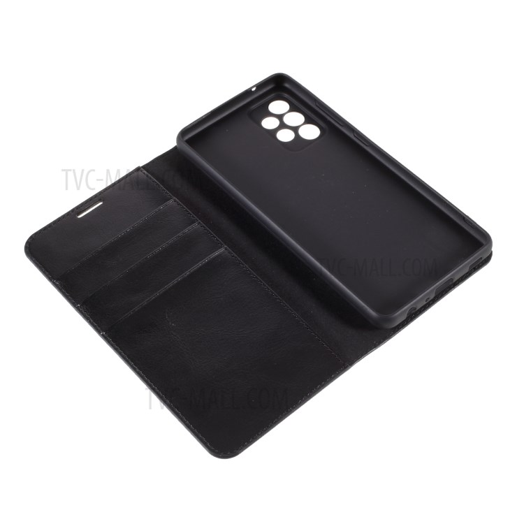 Auto-absorbed Crazy Horse Genuine Leather Wallet Stand Case Shell for Samsung Galaxy A72 4G/5G - Black-10