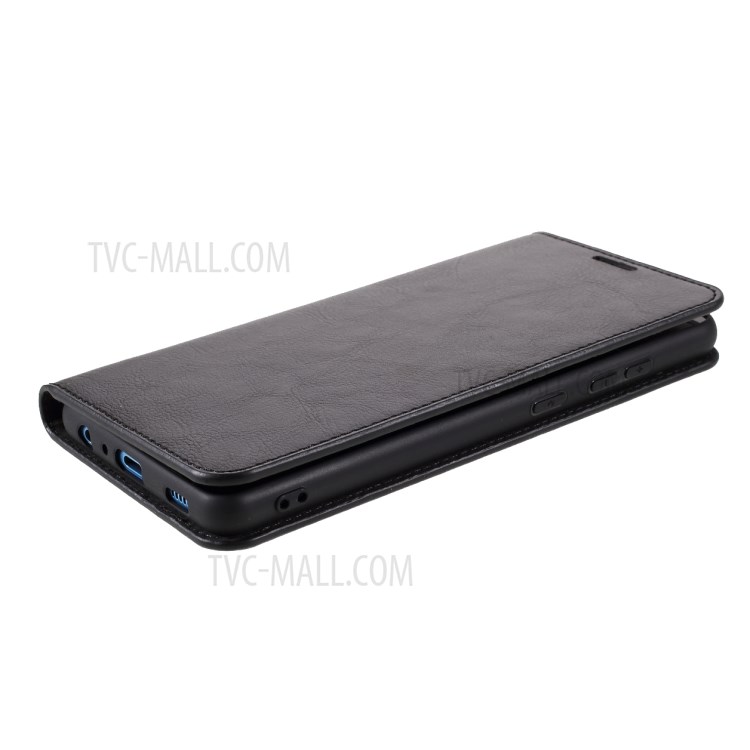 Auto-absorbed Crazy Horse Genuine Leather Wallet Stand Case Shell for Samsung Galaxy A72 4G/5G - Black-7