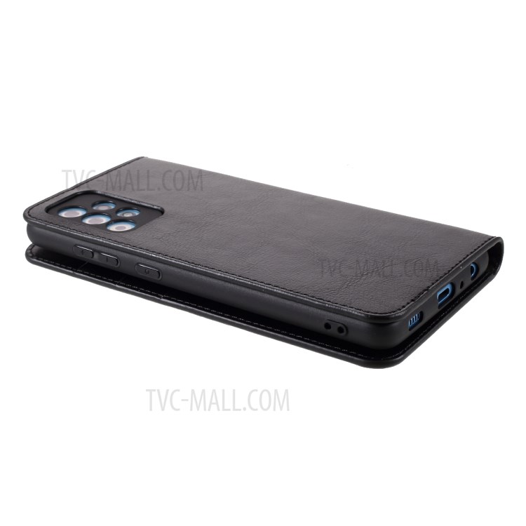 Auto-absorbed Crazy Horse Genuine Leather Wallet Stand Case Shell for Samsung Galaxy A72 4G/5G - Black-8