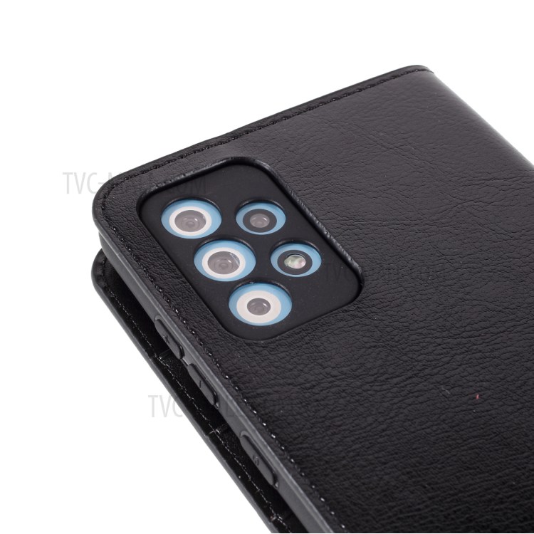 Auto-absorbed Crazy Horse Genuine Leather Wallet Stand Case Shell for Samsung Galaxy A72 4G/5G - Black-9