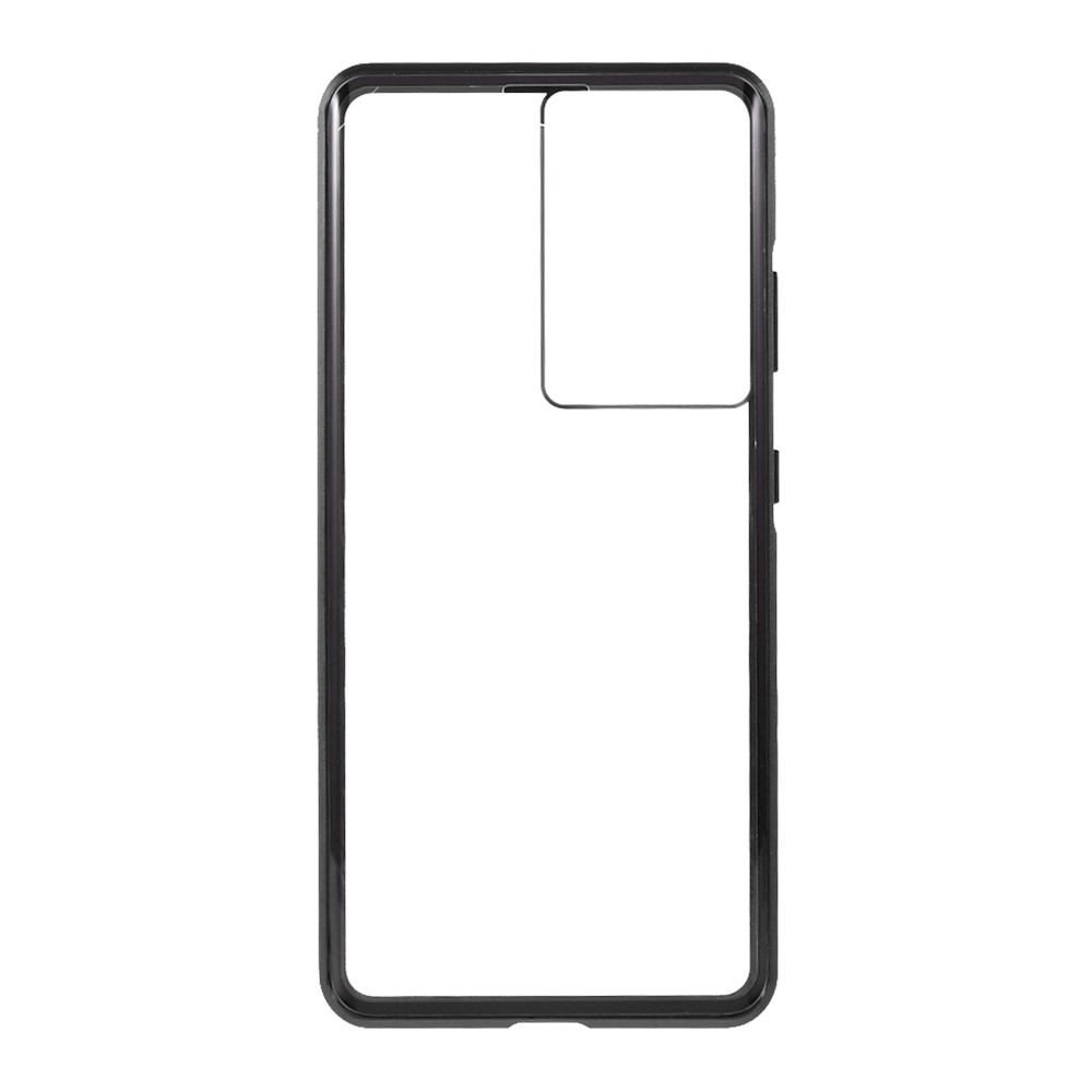 Magnetic Lock Installation Metal Frame with Double Side Tempered Glass Phone Case for Samsung Galaxy S21 Ultra 5G - Black-3