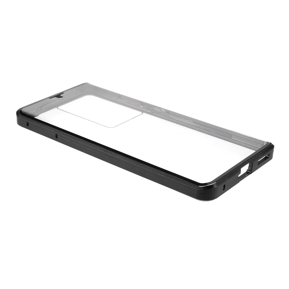Magnetic Lock Installation Metal Frame with Double Side Tempered Glass Phone Case for Samsung Galaxy S21 Ultra 5G - Black-4