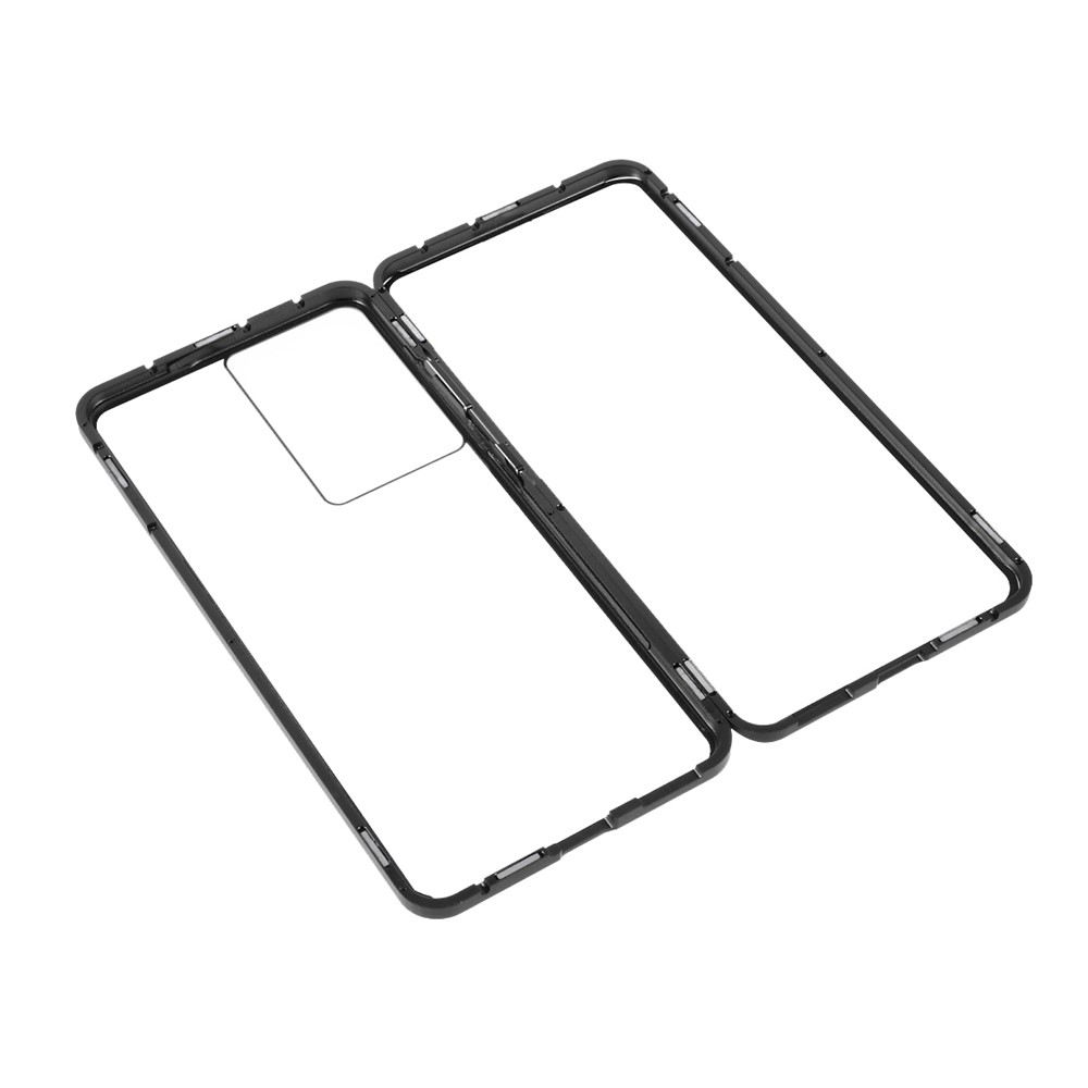 Magnetic Lock Installation Metal Frame with Double Side Tempered Glass Phone Case for Samsung Galaxy S21 Ultra 5G - Black-7