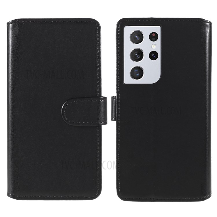 Magnetic Clasp Stand Leather Shell Case for Samsung Galaxy S21 5G - Black-1