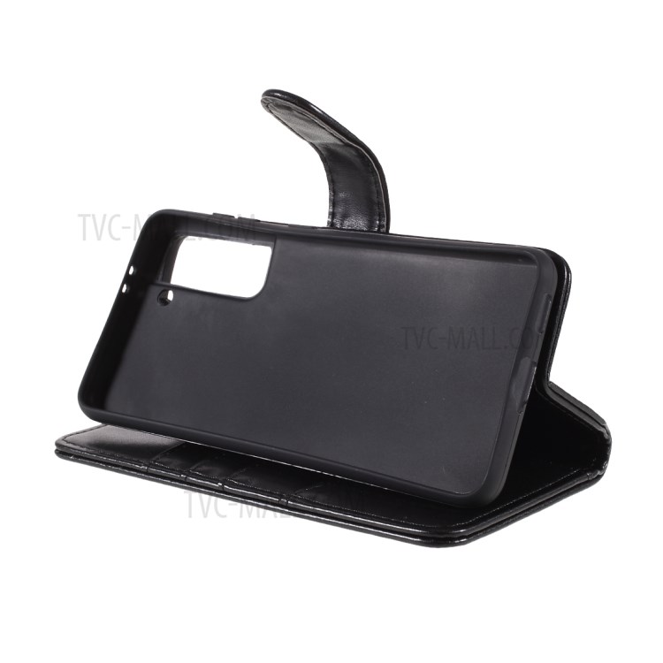 Magnetic Clasp Stand Leather Shell Case for Samsung Galaxy S21 5G - Black-3